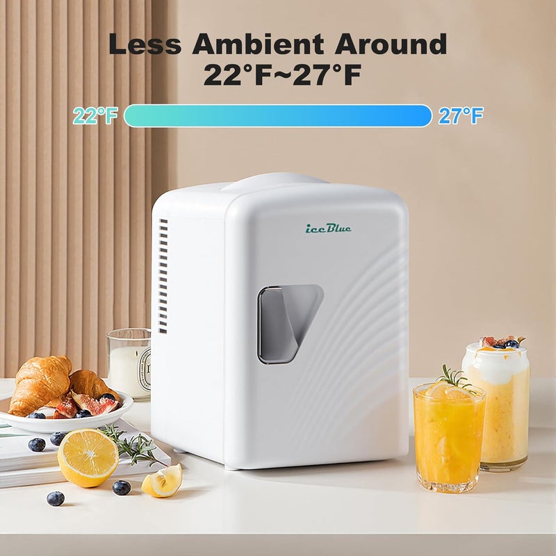 Iceblue Mini Fridge, Retro 4 Liter /6 Cans Tiny Fridge, AC Plug & 12V Car Charger Small Refrigerator, Compact & Portable 4A Cooling Mini Refrigerator for Bedroom, Car, Office, Dorm, Gift (White) - Image 2